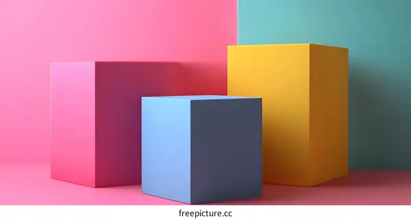 Abstract Background Minimalist Geometric Shapes Colorful Cubes