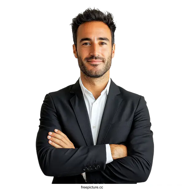 [Transparent Background PNG]Confident Businessman Portrait