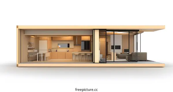 Modern Minimalist Tiny House Design Interior And Exterior View