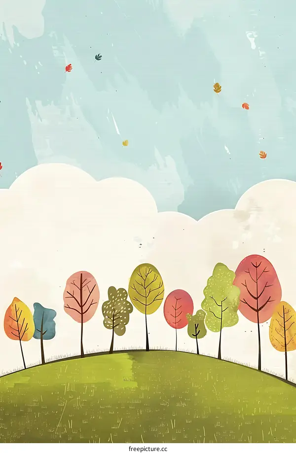 Autumn Landscape With Colorful Trees And Sky