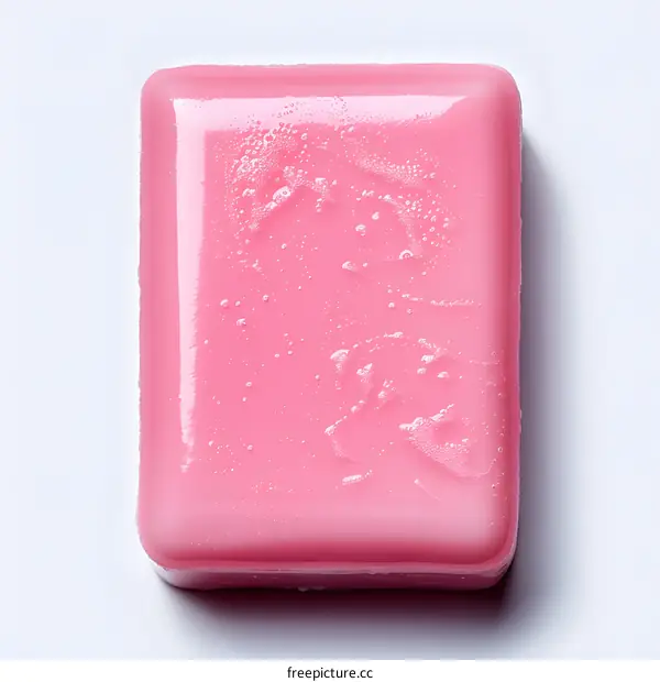 Pink translucent soap with bubbles