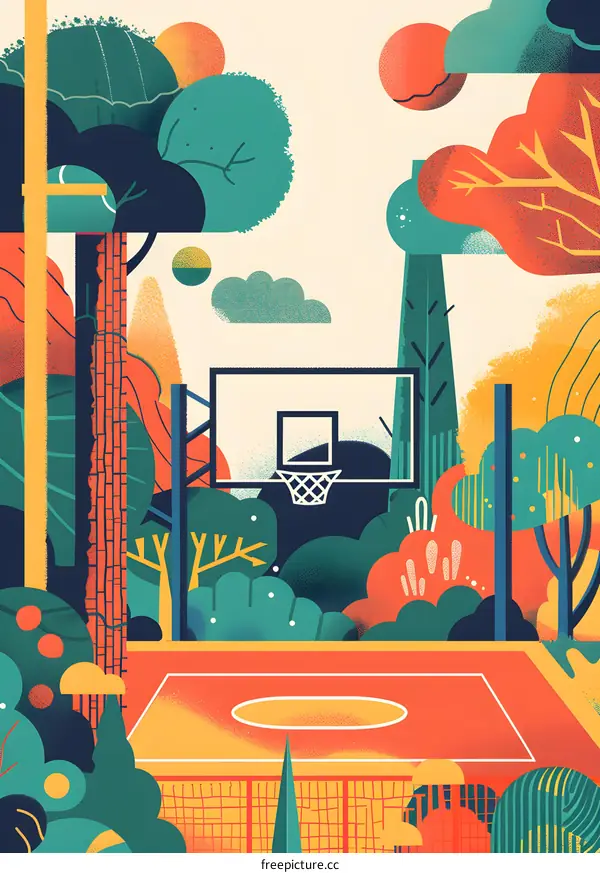 Basketball Court in Abstract Nature