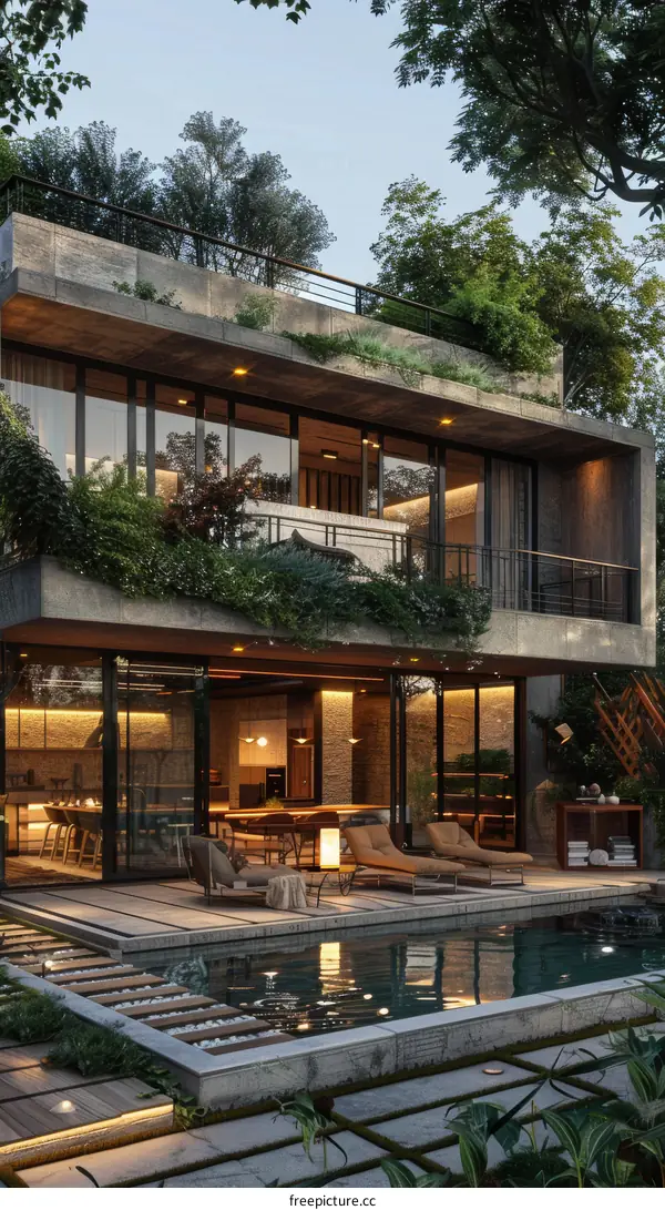 Modern House with Lush Garden and Pool