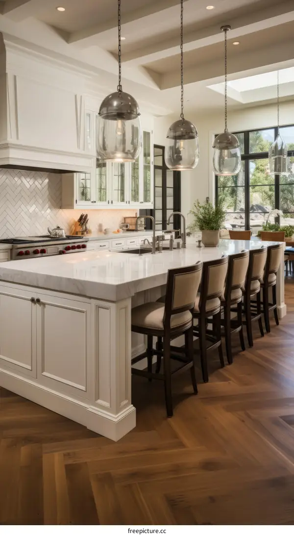 Large kitchen island with seating