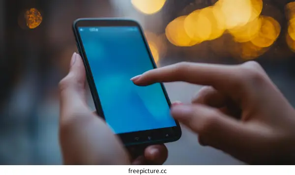 Woman Using Smartphone in City at Night
