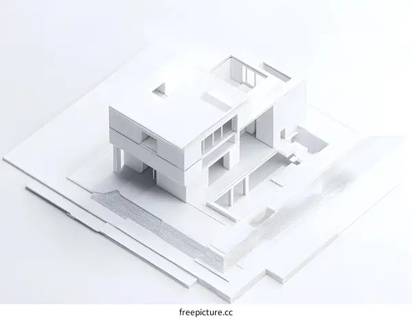 Minimalist White Paper Model of a Modern Home