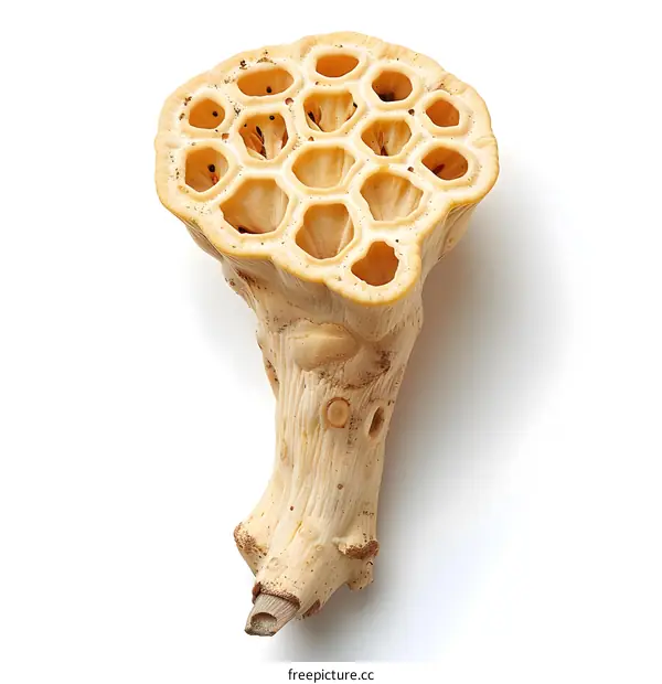 Dried Lotus Pod on White Background