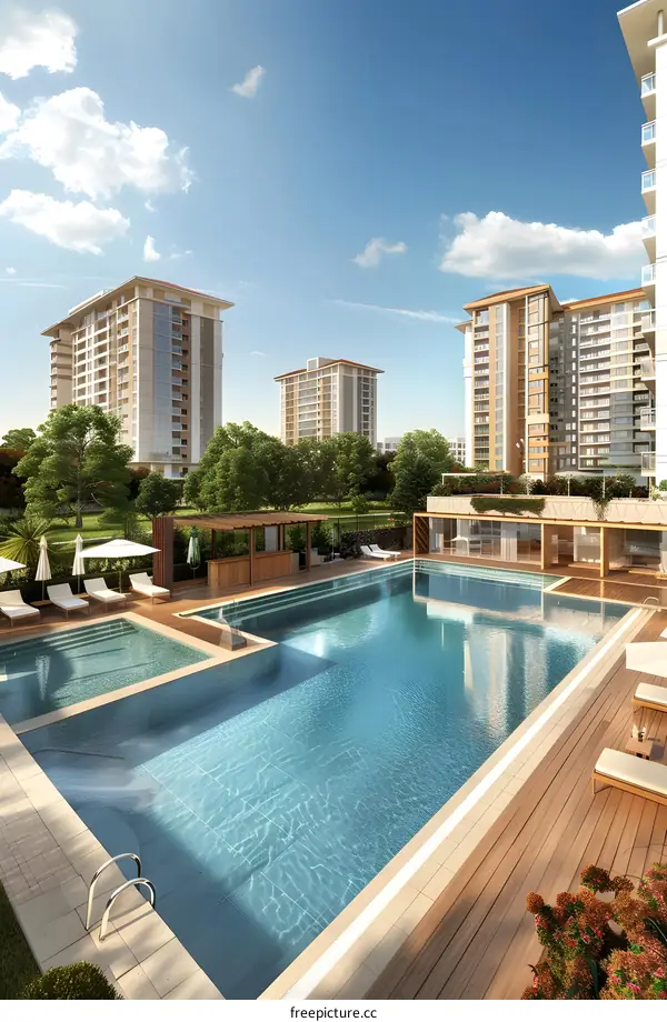 Swimming Pool at Luxury Apartment Complex