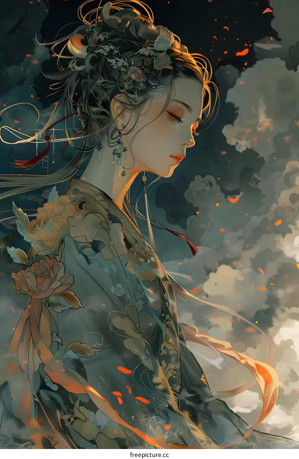 An Ancient Chinese Lady In Hanfu Dress