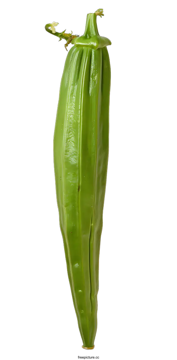 [Transparent Background PNG]Fresh Green Okra Vegetable on White Background