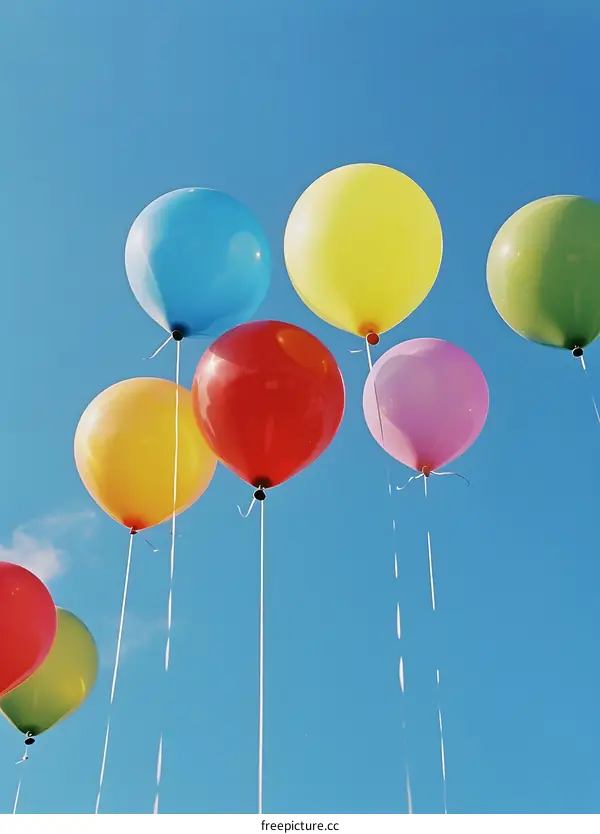 Colorful Balloons Floating in the Blue Sky