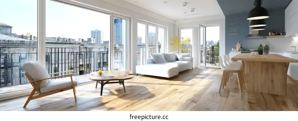 Modern Apartment Interior Design with City View