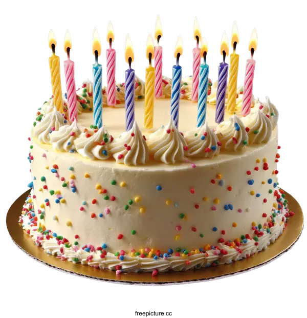 [Transparent Background PNG]Birthday Cake with Colorful Candles