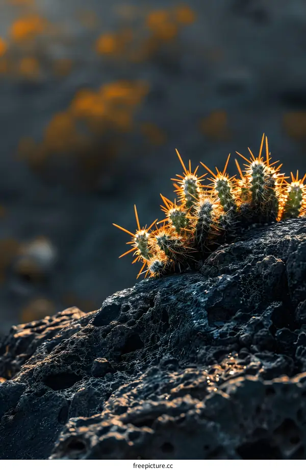 Cactus Plant Growing On A Rock