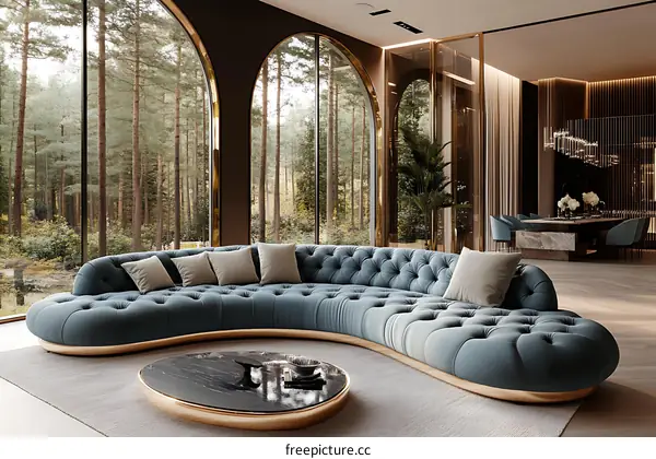Modern Luxury Living Room with Curved Sofa