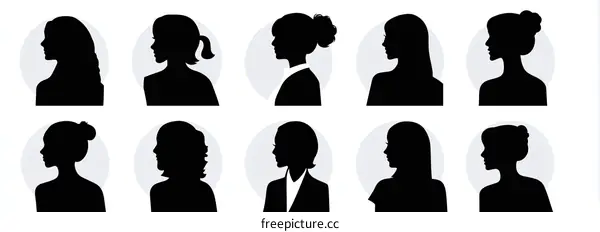 Profile Silhouettes of Women