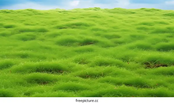 Green grass field with a hill in the background