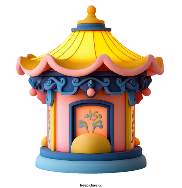 [Transparent Background PNG]Colorful Chinese-style Pagoda Illustration