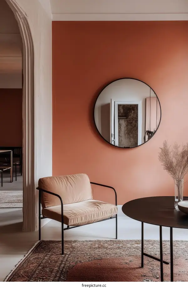 Modern Interior Design with Peach Accents