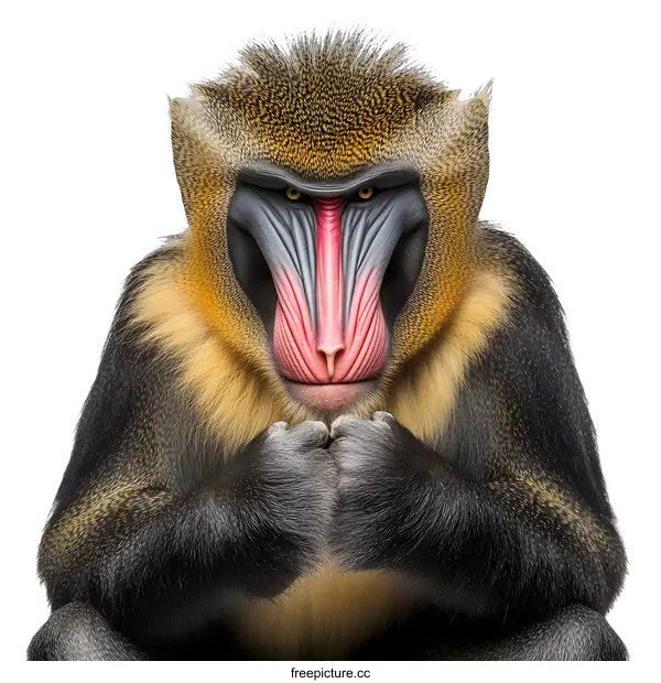 [Transparent Background PNG]Closeup Portrait of a Mandrill Monkey