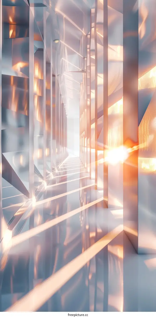 Futuristic Sci-Fi Corridor with Bright Lights at the End of the Tunnel