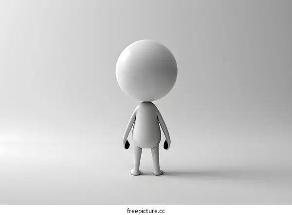 White 3D person standing on a white background