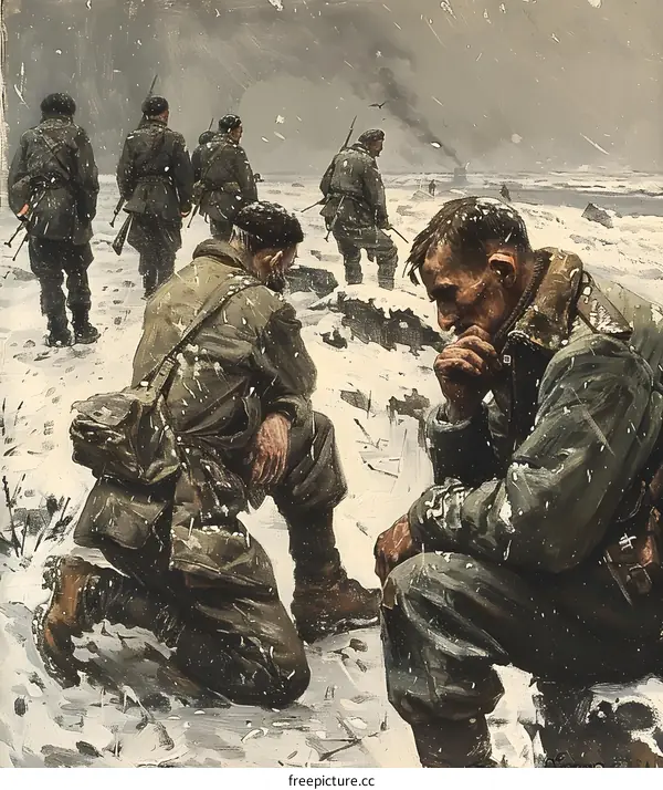 Weary Soldiers in the Snow