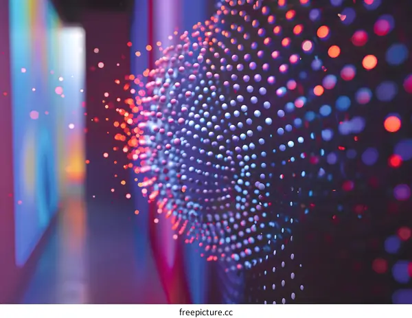 Abstract Sphere of Dots in Neon Colors