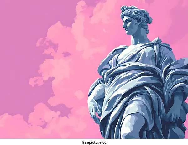 Abstract Artwork of a Greek Statue with Pink Background