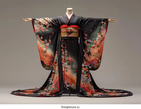 A kimono with a floral pattern