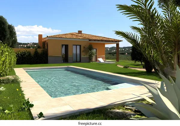 Modern House with Swimming Pool and Garden