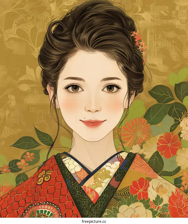 A Japanese Geisha in a Kimono
