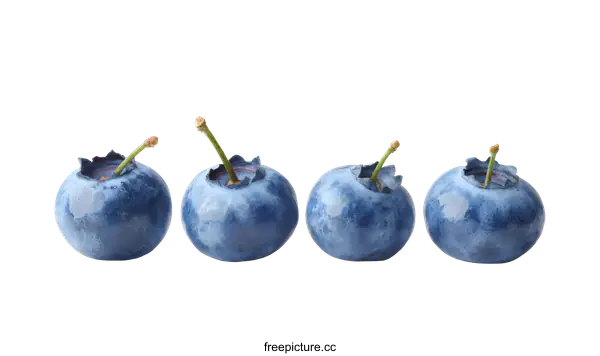 [Transparent Background PNG]Fresh Blueberries in a Row on White Background