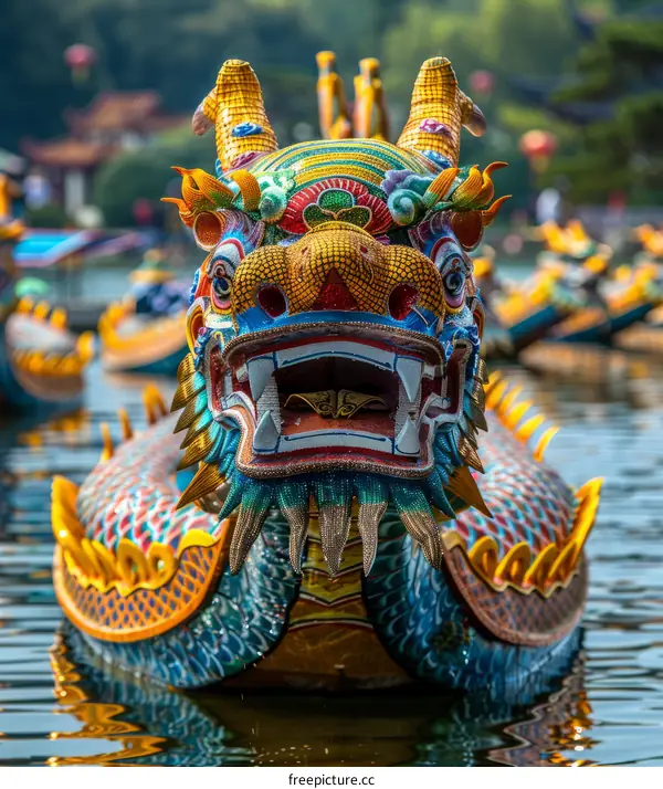 Dragon Boat Festival: A Close-Up of an Ornate Dragon Boat