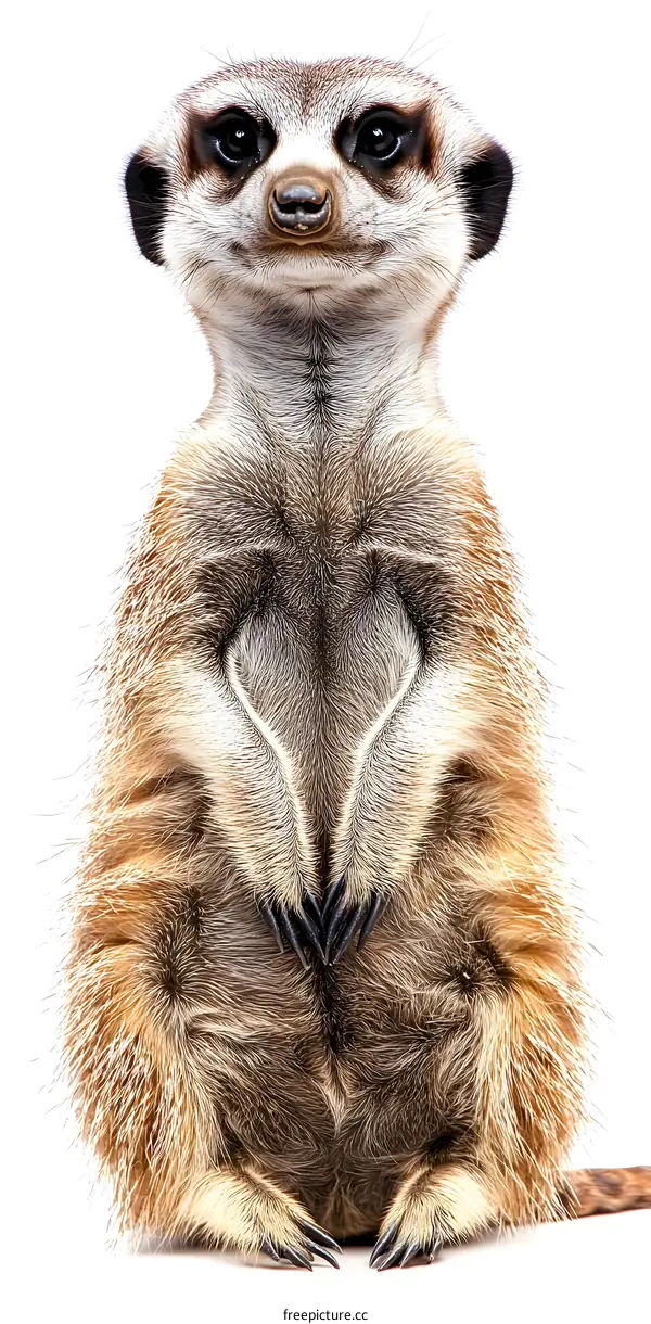 Cute Meerkat Sitting on White Background
