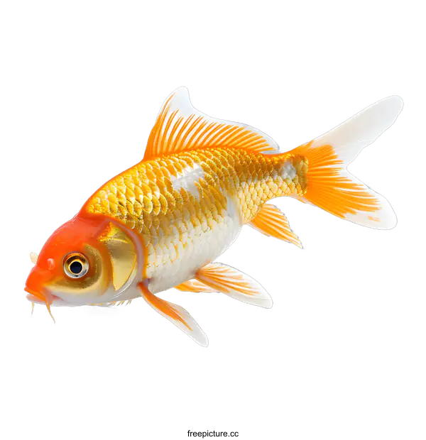 [Transparent Background PNG]Golden Koi Fish on White Background