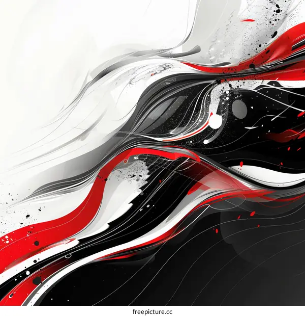 Black red and white abstract painting