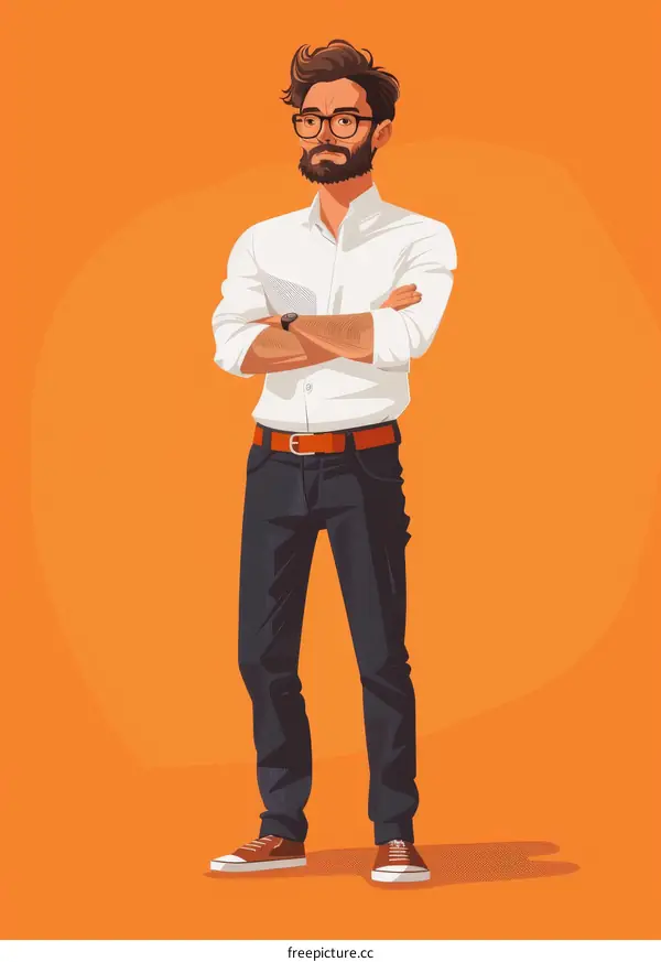 Confident businessman standing with crossed arms