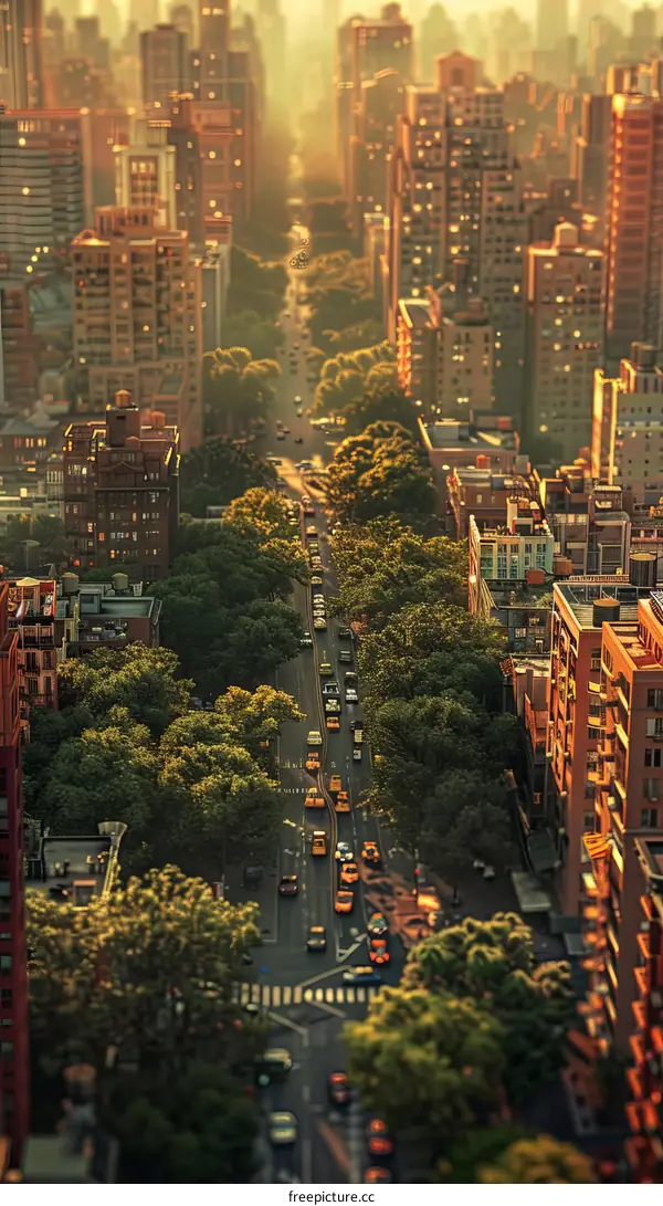 Cityscape of New York City with a Park