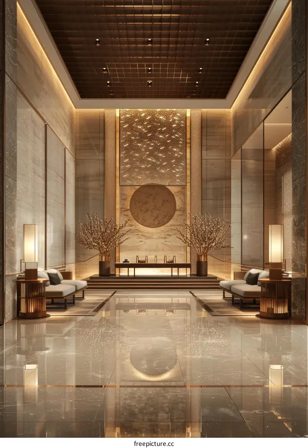 Elegant Modern Chinese Style Lobby Interior Design