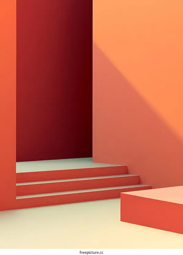 Minimalist Abstract Background with Orange and Red Geometric Shapes