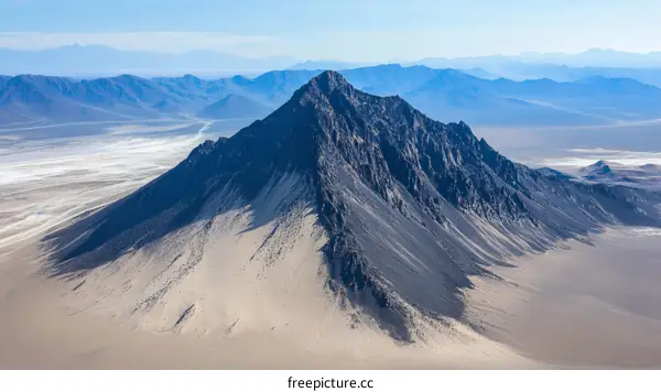 Aerial View of a Mountain Range in a Desert Landscape