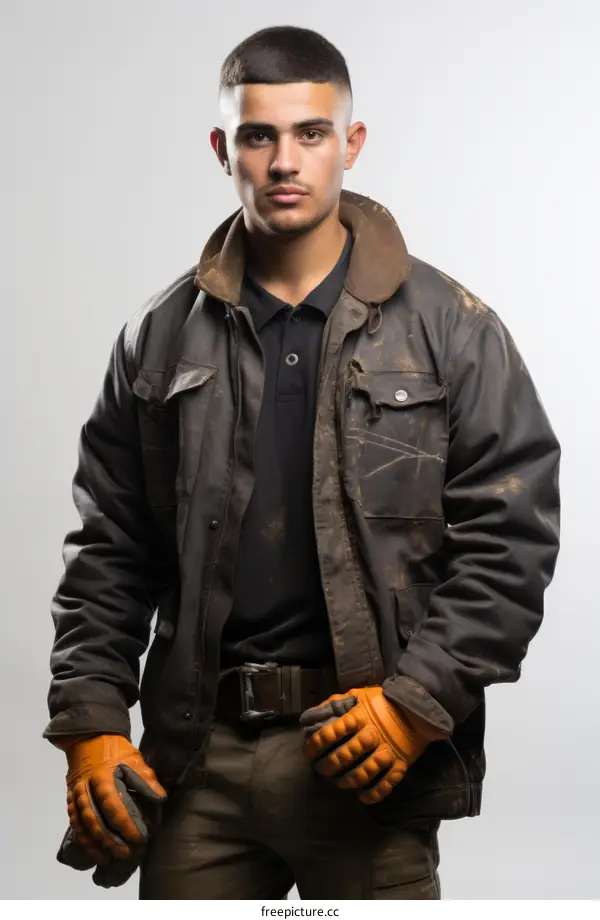 portrait of a young male construction worker