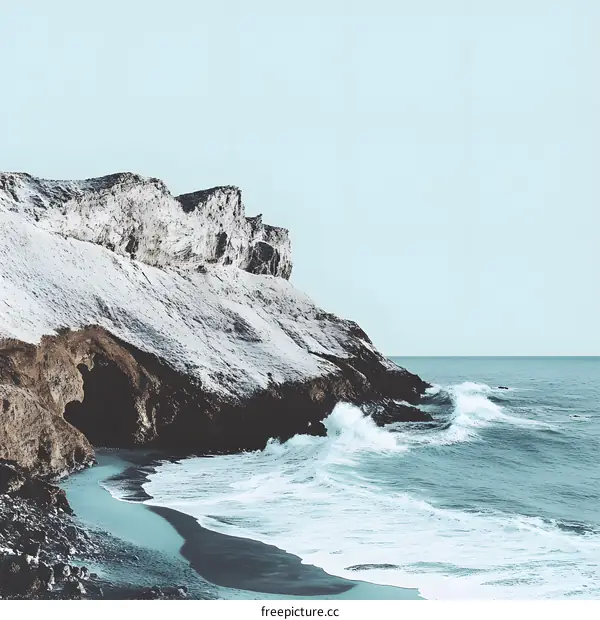 Ocean Waves Crashing Against Rocky Cliffs