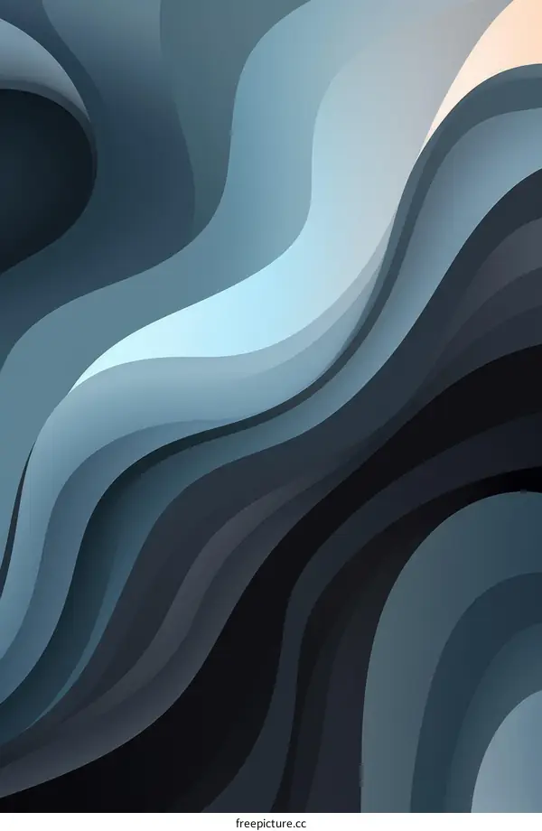 Blue and black abstract background with soft waves