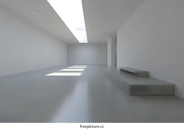 Empty Minimalist White Room with Skylight