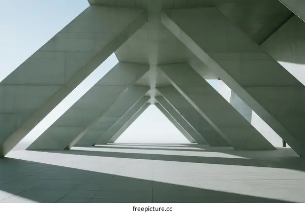 Abstract Concrete Structure with Geometric Arches and Open Space