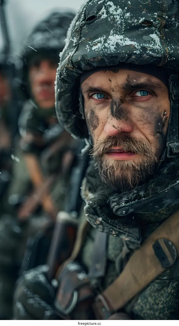 Portrait of a soldier in winter gear