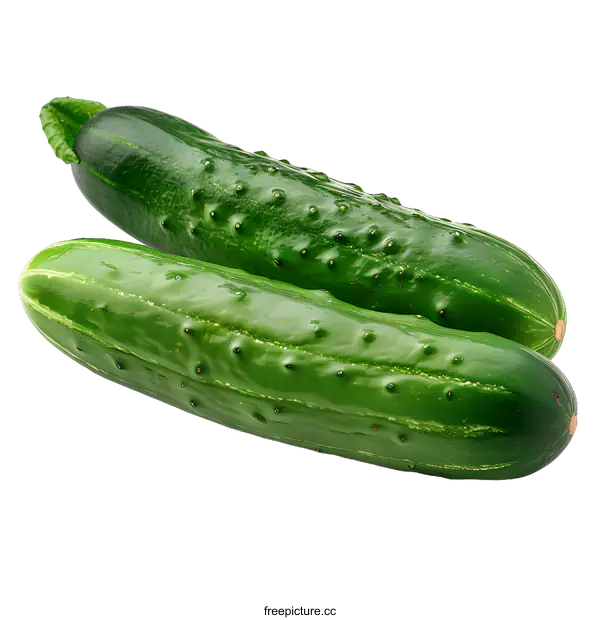 [Transparent Background PNG]Two green cucumbers isolated on white background