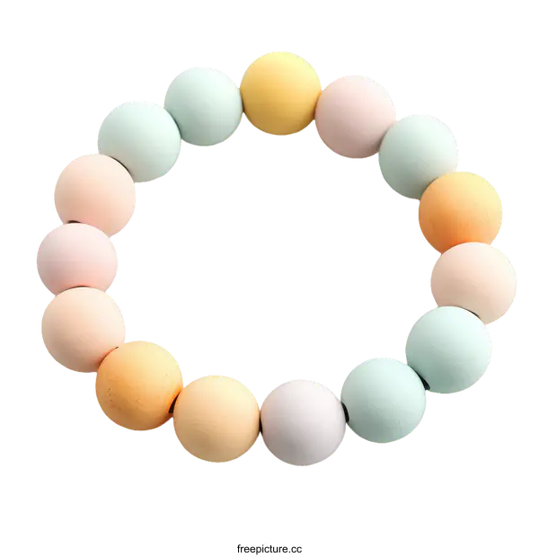 [Transparent Background PNG]Pastel Colored Wooden Bead Bracelet